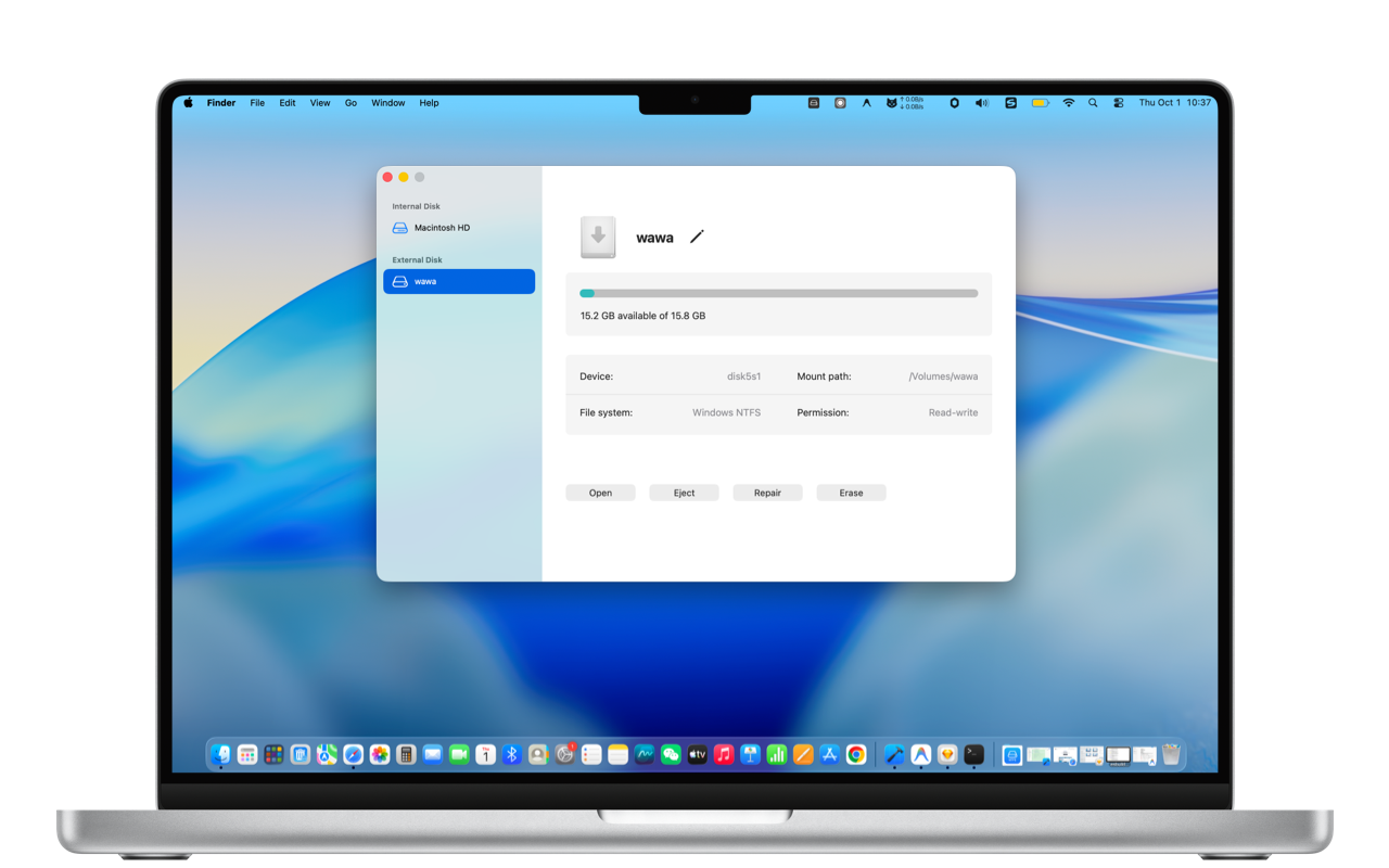 NTFSSync macOS disk utility interface preview
