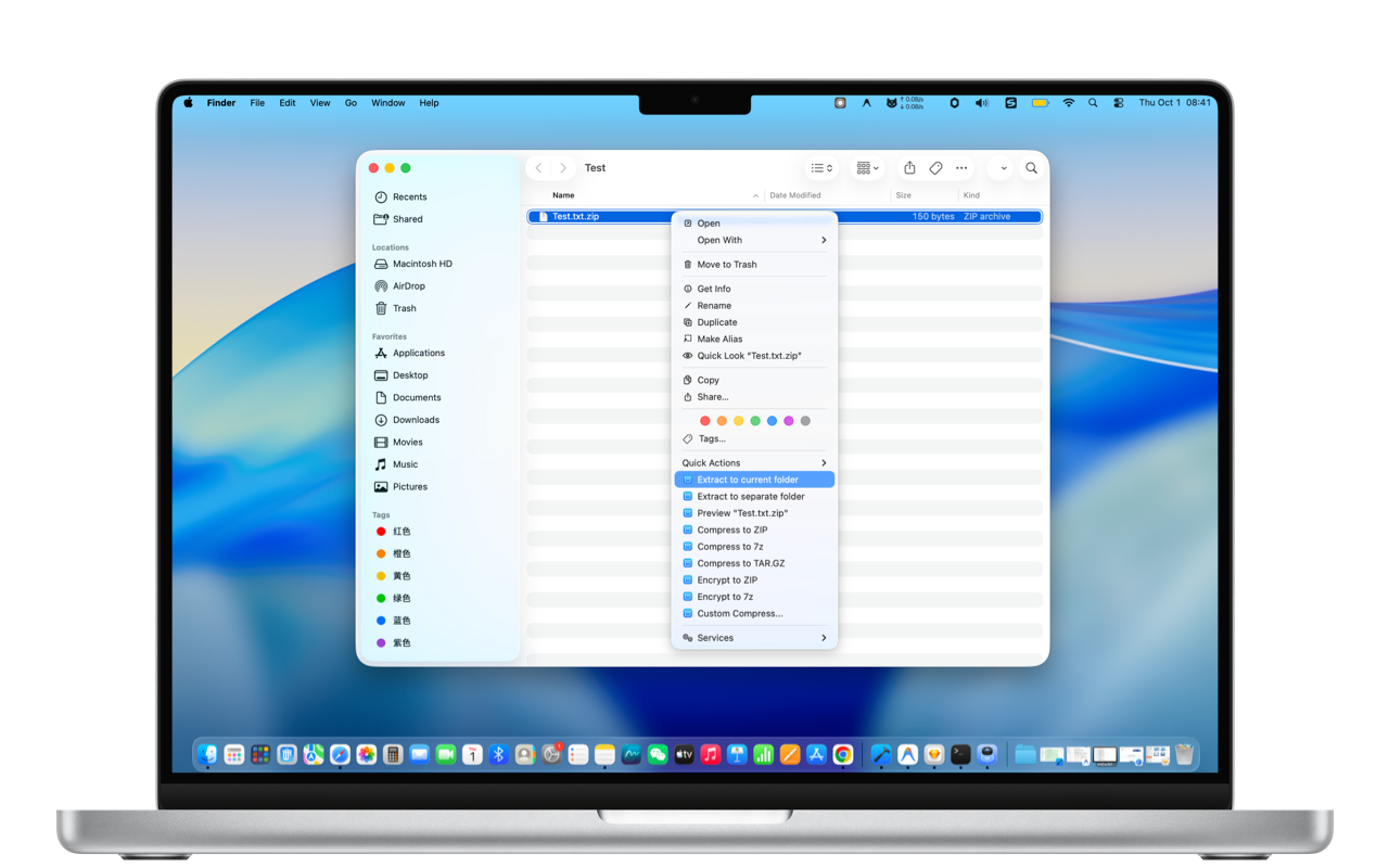 ZipGo macOS context menu archiver preview